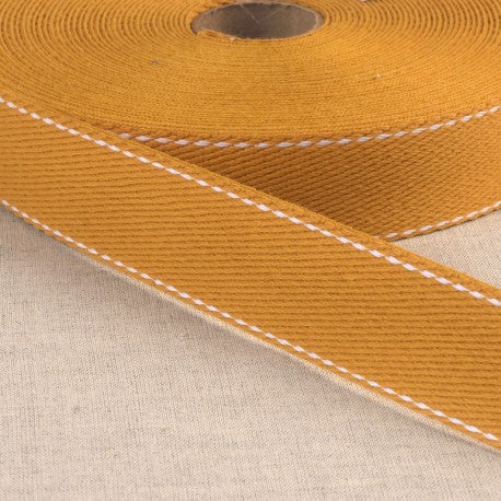 1 1/4" Webbing - Top Stitched Cotton, Multiple Colors