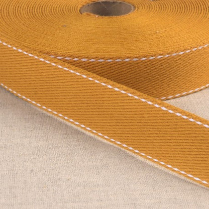 1 1/4" Webbing - Top Stitched Cotton, Multiple Colors