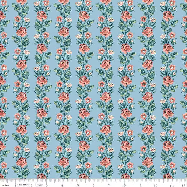 Liberty Palace Gardens- Regal Stripe in Blue and Pink