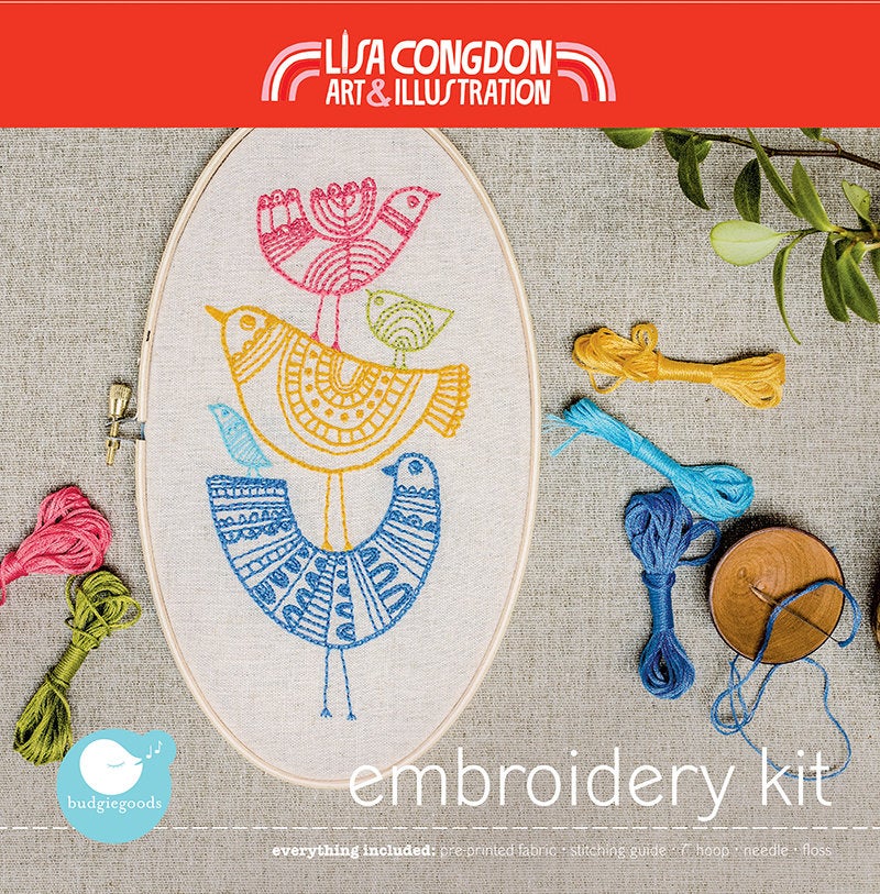 Embroidery Kit: Bird Stack Embroidery
