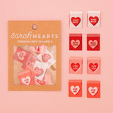 Sarah Hearts Labels: Valentine's Red Candy Heart Woven Sewing Labels