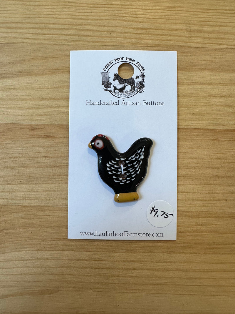 Haulin' Hoof: Painted Chicken Ceramic Buttons