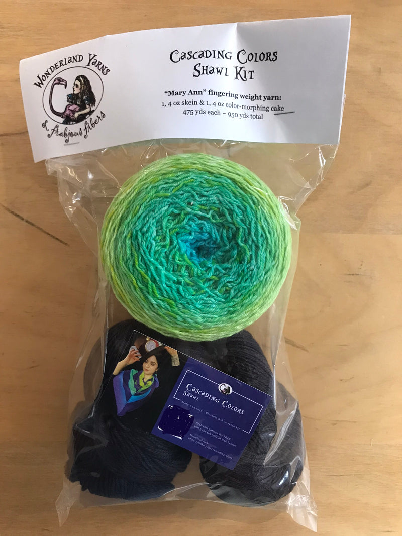 Wonderland Yarns: Cascading Colors Shawl Kit