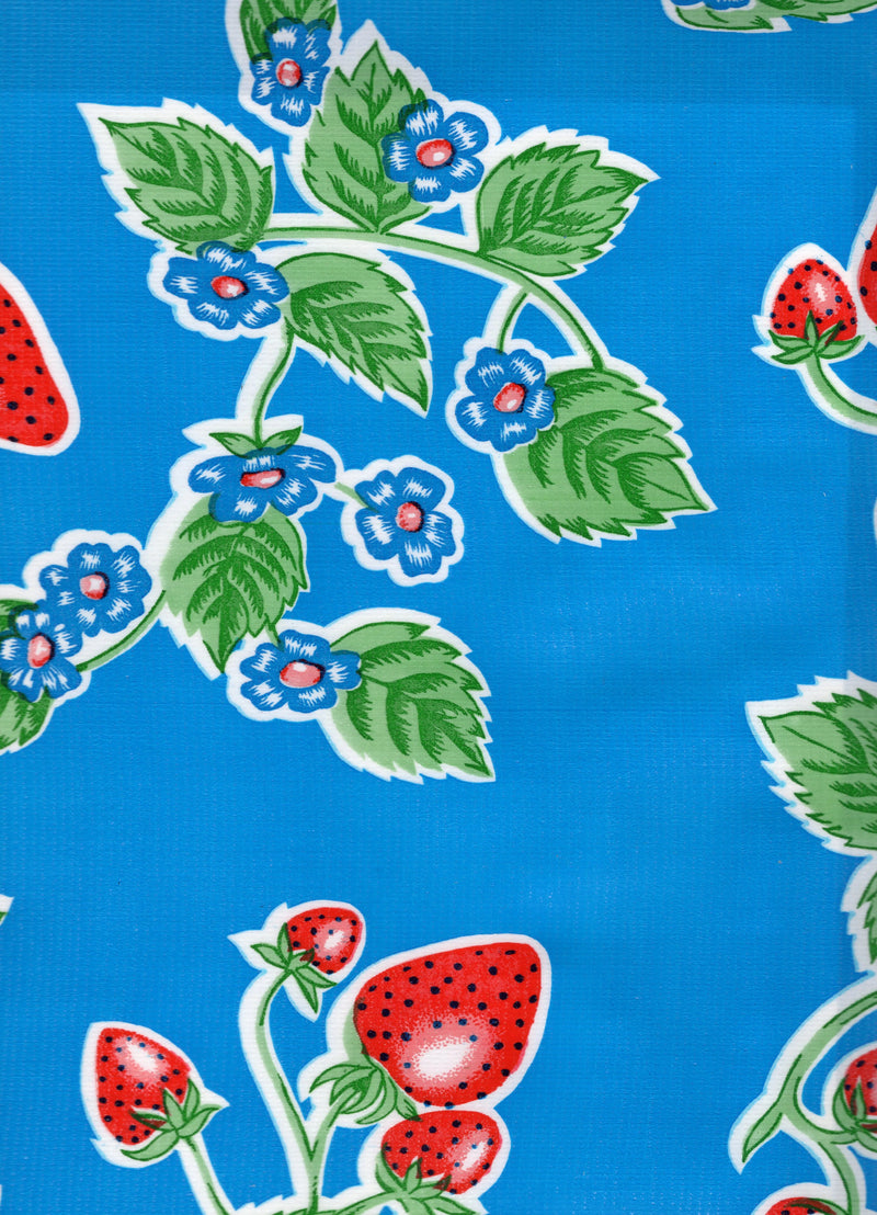 Oilcloth in Royal Blue Strawberries