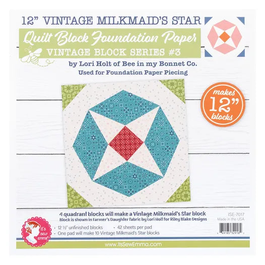 12" Vintage Milkmaid's Star Foundation Papers