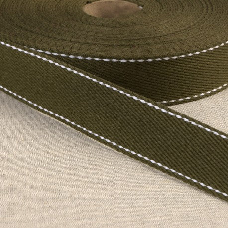 1 1/4" Webbing - Top Stitched Cotton, Multiple Colors