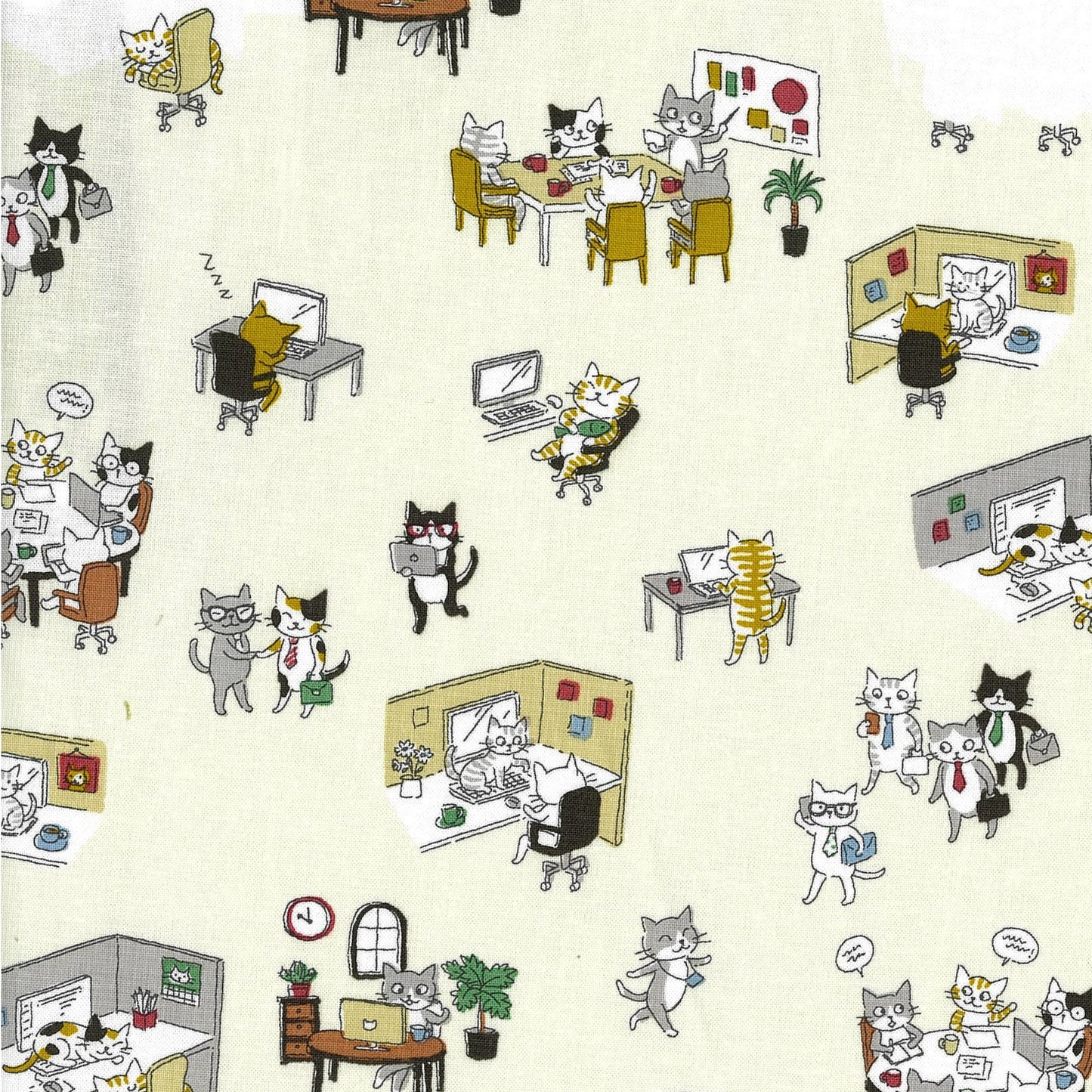 Funny Cats - Office in Cream