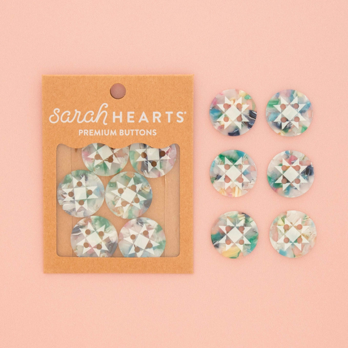 Sarah Hearts Labels: Confetti Quilt Star Buttons - Multiple Sizes