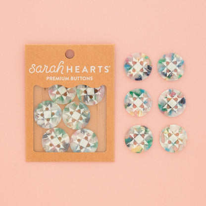 Sarah Hearts Labels: Confetti Quilt Star Buttons - Multiple Sizes