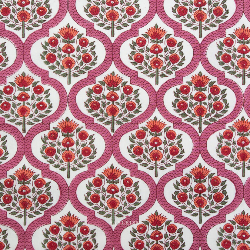 Indian Block Prints: Lattice Floral in Pink