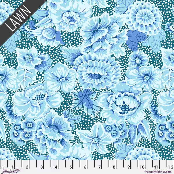 Floral with Dots Lawn in Blue