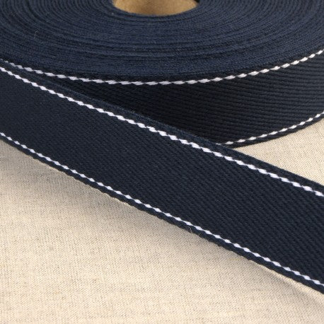 1 1/4" Webbing - Top Stitched Cotton, Multiple Colors