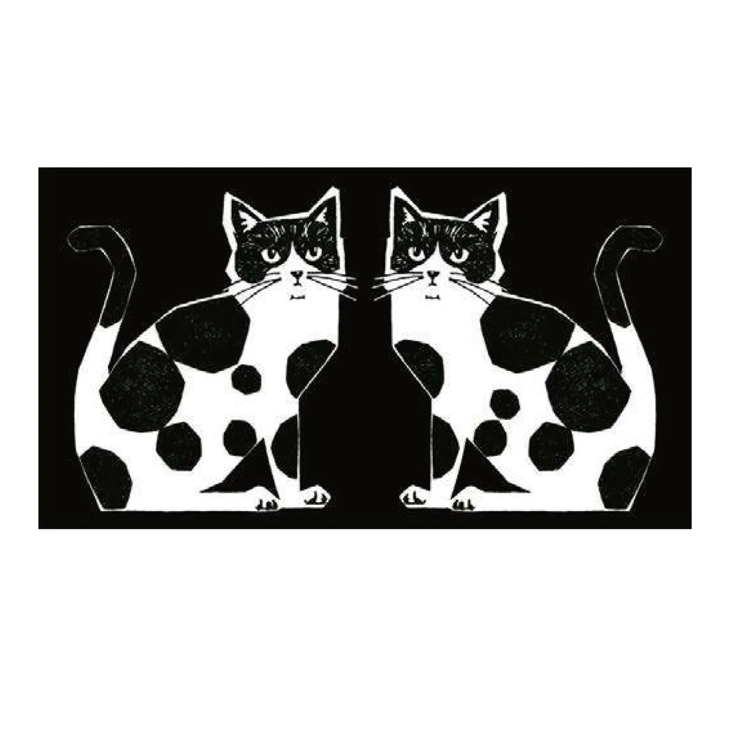 Echino Nekonoe: 2 Cats Cotton Linen Canvas in Black