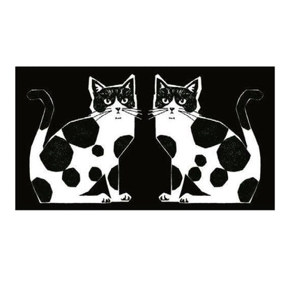 Echino Nekonoe: 2 Cats Cotton Linen Canvas in Black