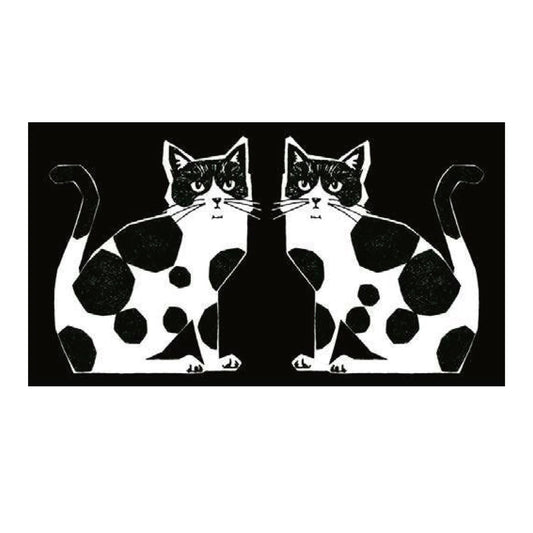 Echino Nekonoe: 2 Cats Cotton Linen Canvas in Black