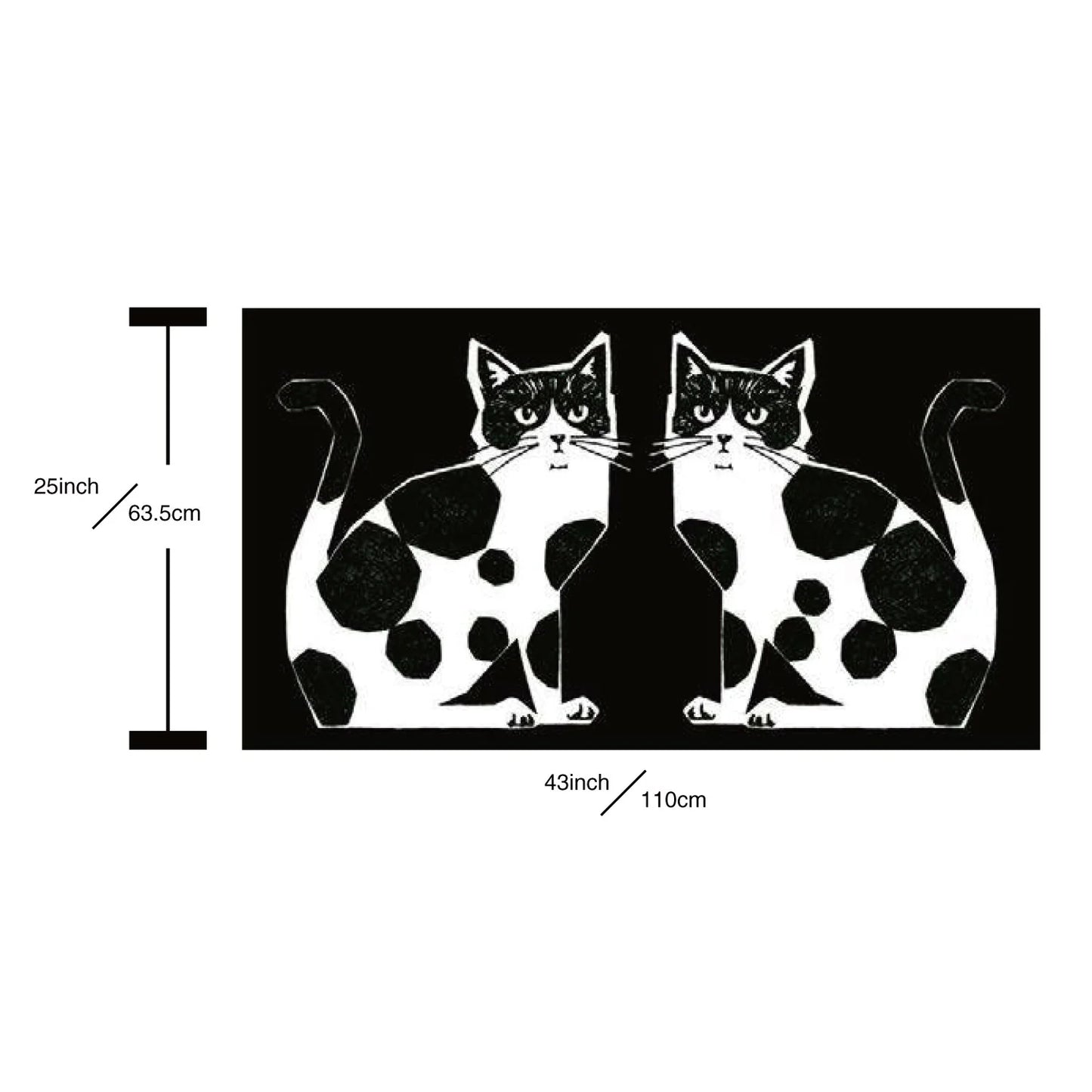 Echino Nekonoe: 2 Cats Cotton Linen Canvas in Navy