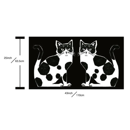 Echino Nekonoe: 2 Cats Cotton Linen Canvas in Navy