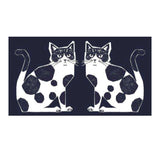 Echino Nekonoe: 2 Cats Cotton Linen Canvas in Navy