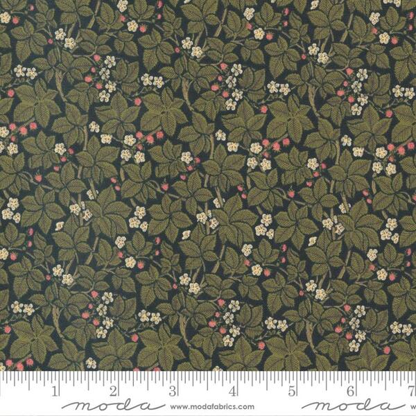 Morris Meadow: Bramble Small Floral Leaf in Damask Black