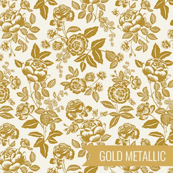 English Rose in Cream and Gold Metallic