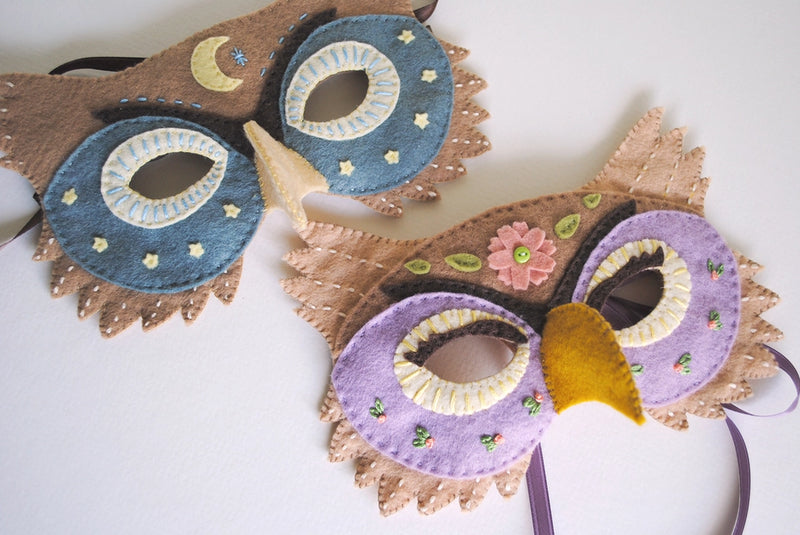 Felt Owl Mask Sewing Kit - Moon or Floral