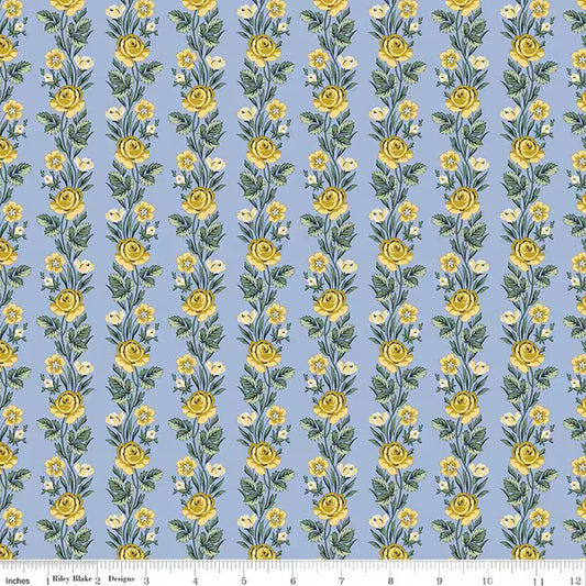 Liberty Palace Gardens- Regal Stripe in Blue and Yellow
