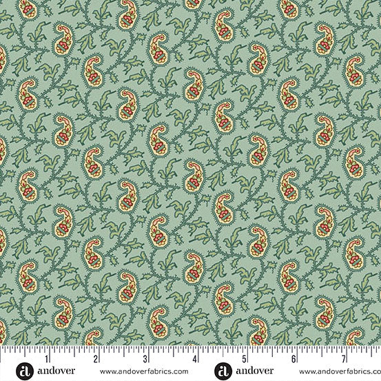 Jingle Bell: Paisley Vine in Vintage Blue