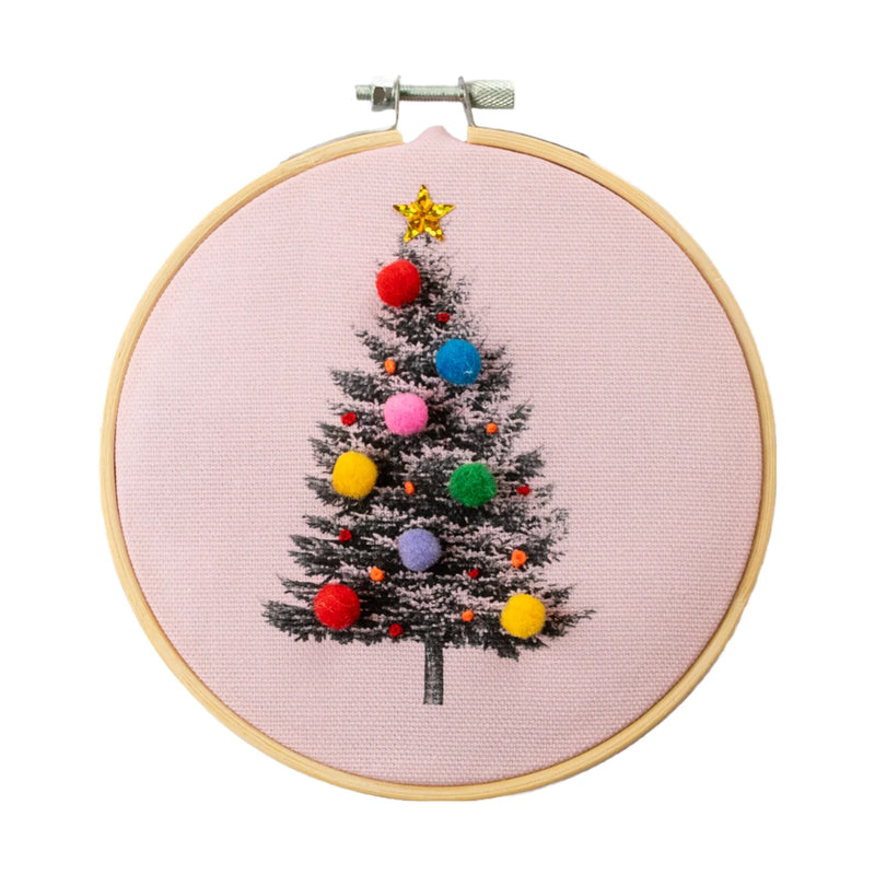Christmas Tree Embroidery Kit - Pink