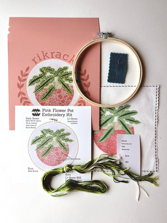 Embroidery Kit: Pink Flower Pot