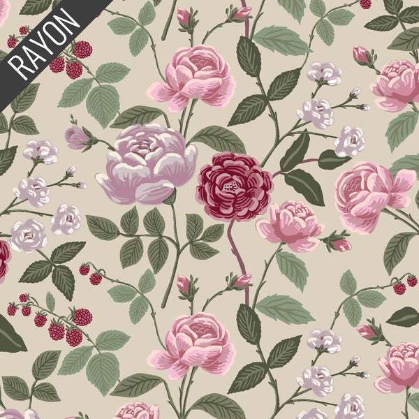 English Rose: Roses in Plum Rayon