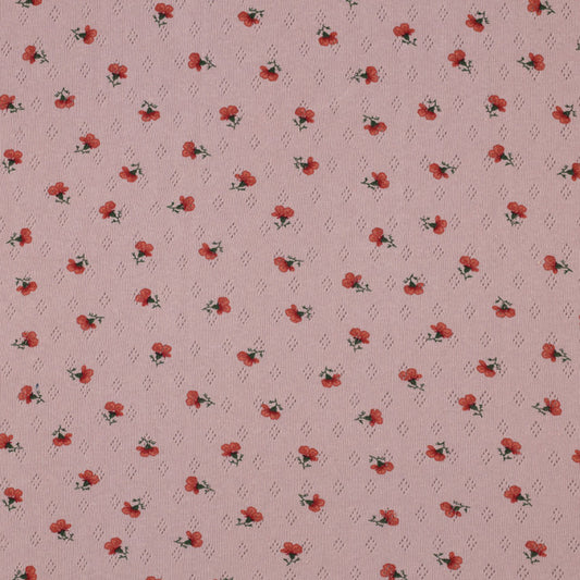 Pointoille Jersey Knit Floral in Old Rose