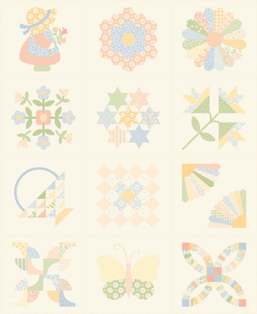 Handmade Sweetness: Quilt Blocks Panel in Porcelain