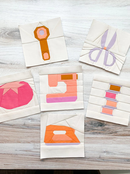 Sewing Notions Quilt Blocks: Foundation Paper Pieced Patterns (6 Pattern Bundle)