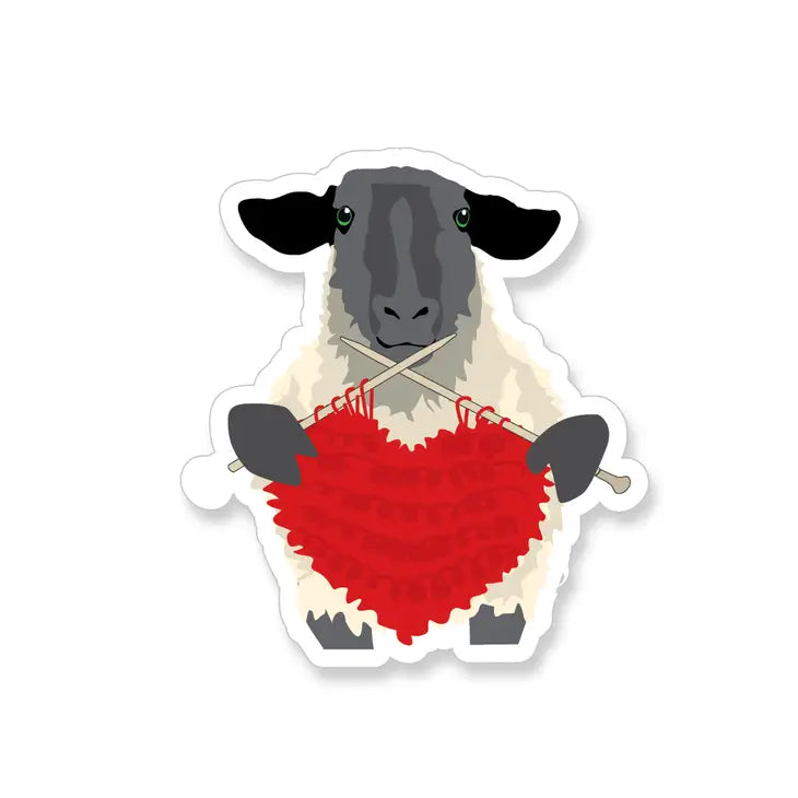 Sheep Knitting Heart Vinyl Sticker