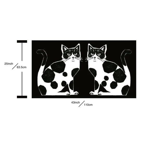 Echino Nekonoe: 2 Cats Cotton Linen Canvas in 2 Tone Neutrals