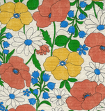 Cotton Dobby Cloth: Sopo Retro Flowers in White
