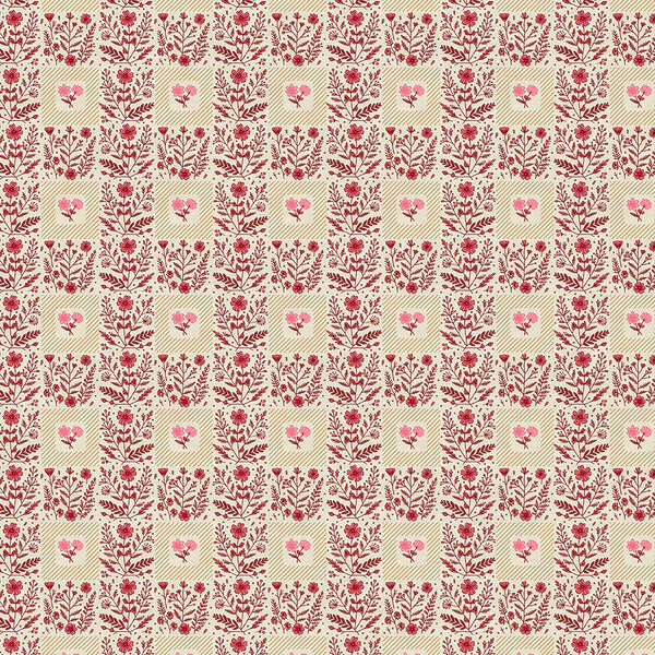 Petite Petals: Squares in White & Red