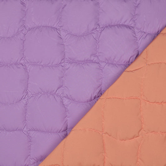 Stepped Double-Sided Quitled Fabric in Lilac & Apricot