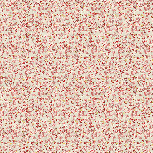 Petite Petals: Stippled Branches in Red on White