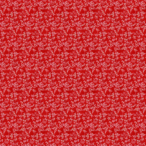 Petite Petals: Stippled Branches in White on Red