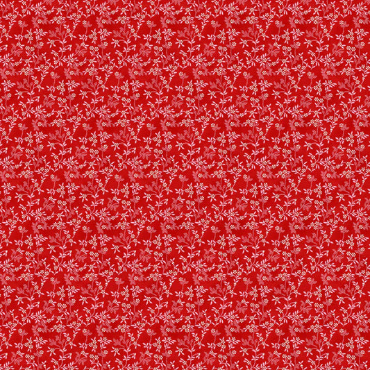 Petite Petals: Stippled Branches in White on Red