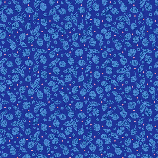 Berries & Blossoms: Strawberries in Dark Blue