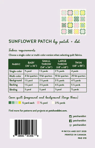 Sunflower Patch Quilt Pattern