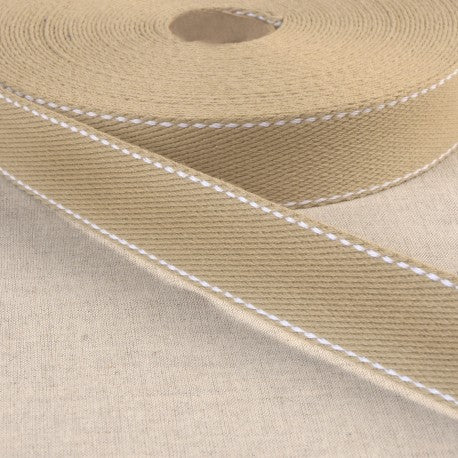 1 1/4" Webbing - Top Stitched Cotton, Multiple Colors