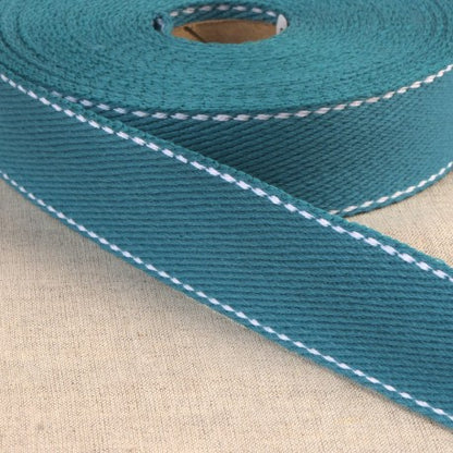 1 1/4" Webbing - Top Stitched Cotton, Multiple Colors