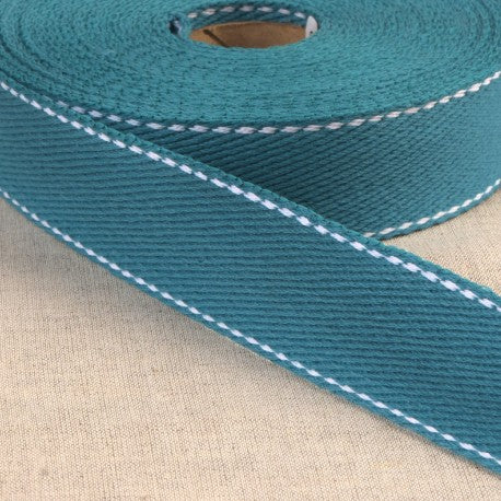 Top Stitched Cotton Webbing 1.25 inch - Multiple Colors