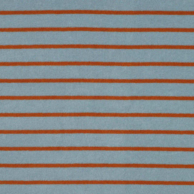 Cotton Towel Fabric in Yarn Dyed Stripes: Blue & Brown