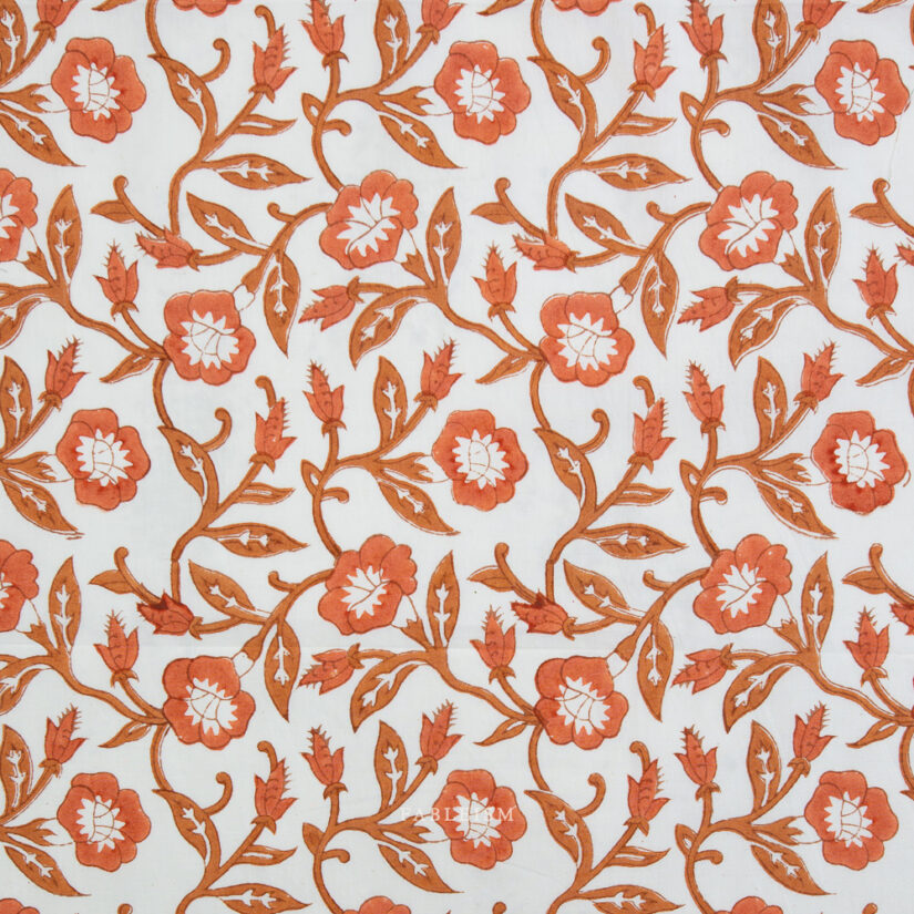 Indian Block Prints: Trumpet Vines in Sienna
