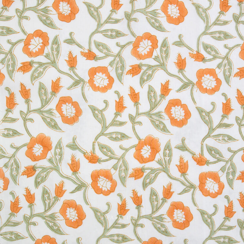 Indian Block Prints: Trumpet Vines in Sage