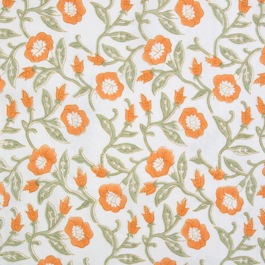 Indian Block Prints: Trumpet Vines in Sage